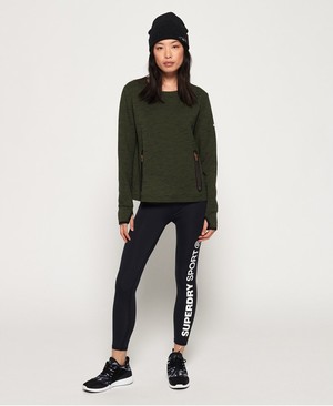 Superdry Gym Tech Luxe Crew Neck Női Kötöttáru Fekete/Khaki | WPINE6571